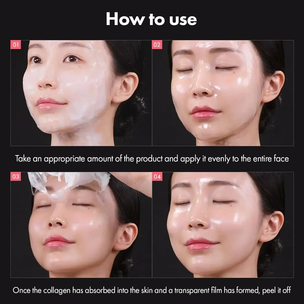 Real Collagen Fit, Collagen Wrapping Mask, Collagen 670,000ppm, Peel Off Facial Mask for elasticity, Hydrating, Glow, Glass Skin Qme