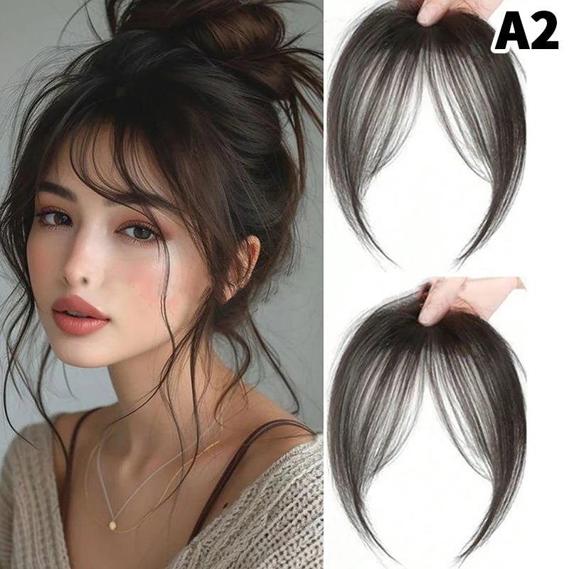 Natural Hair Wig Bangs Synthetic Fluffy Extensions Clip-on Hairpieces Qme A2