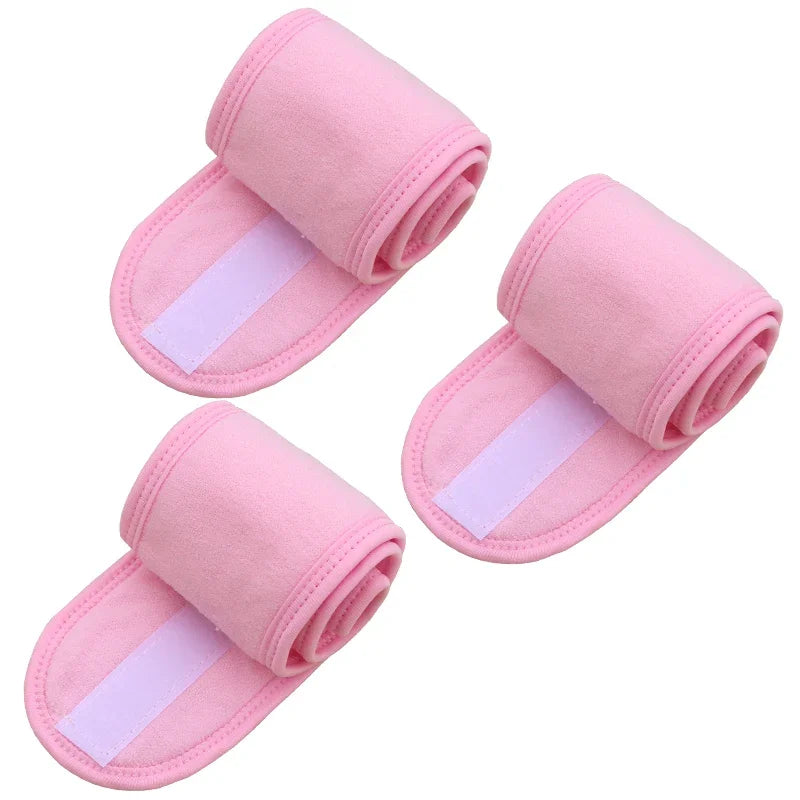 Spa Wide Hairband Adjustable Head Band Women Yoga Bath Shower Makeup Qme 3ps pink