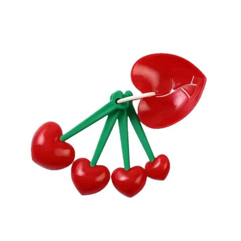 Red Love Heart Shaped Spoon Baking Cooking Tools 3 Sets Reusable Qme
