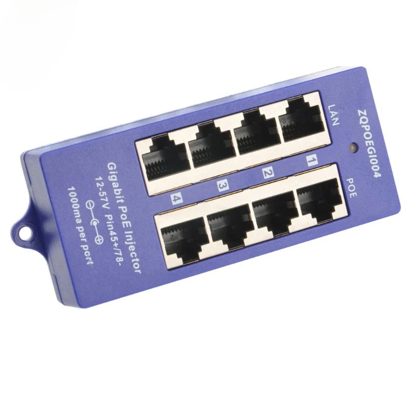 1PCS 4-Port POE Injector 100Mbps Ethernet Power Supply Wall-Mounted Adapter Qme