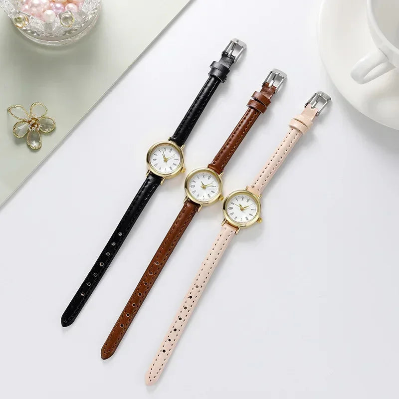 1 pcs simple watches for women small round girl belt watches quartz watch ladies wristwatches gift watch for mujer female watch Qme