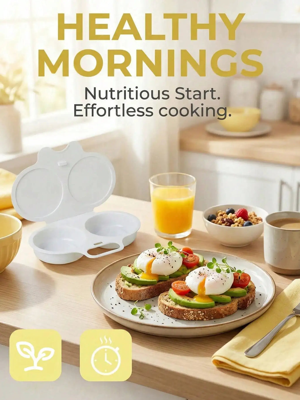 Microwave Egg Boilers Water Reusable Non Electric Double-layer Cup Qme