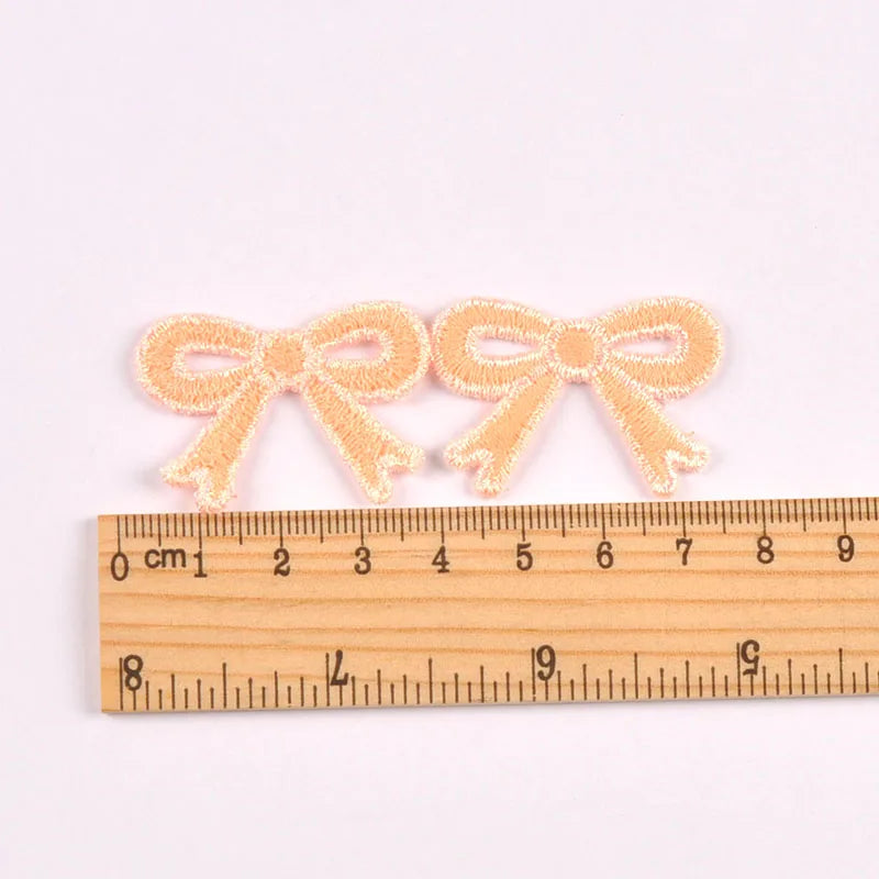 20pcs 2.6x3.6cm mixed colors Knitted bow cloth patch For Clothing Headwear Bags Decoration Sewing Accessories Patch cp4232 Qme 1