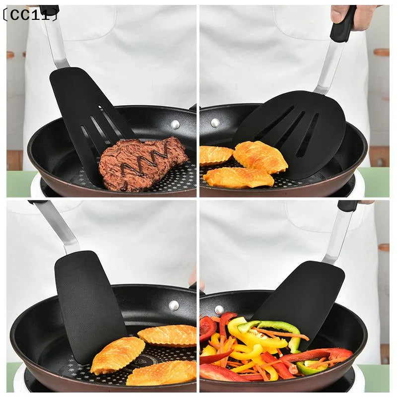 Frying Shovel Leaking Cooking Utensils Stainless Steel Silicone Qme