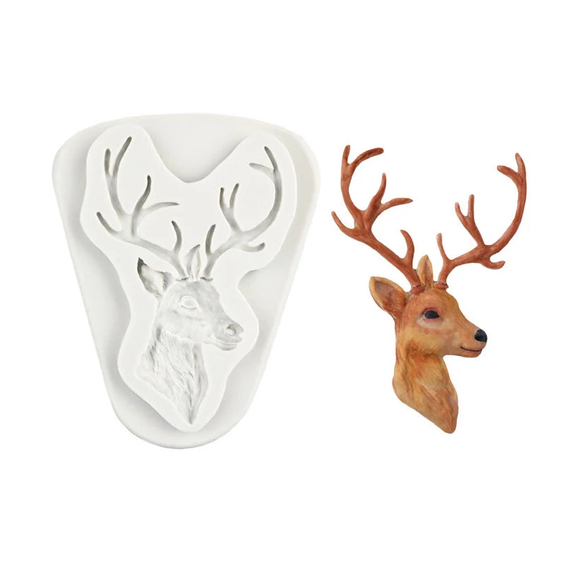 Chocolate Gumpaste Mold Fondant Tools Soap Christmas Deer Head Qme
