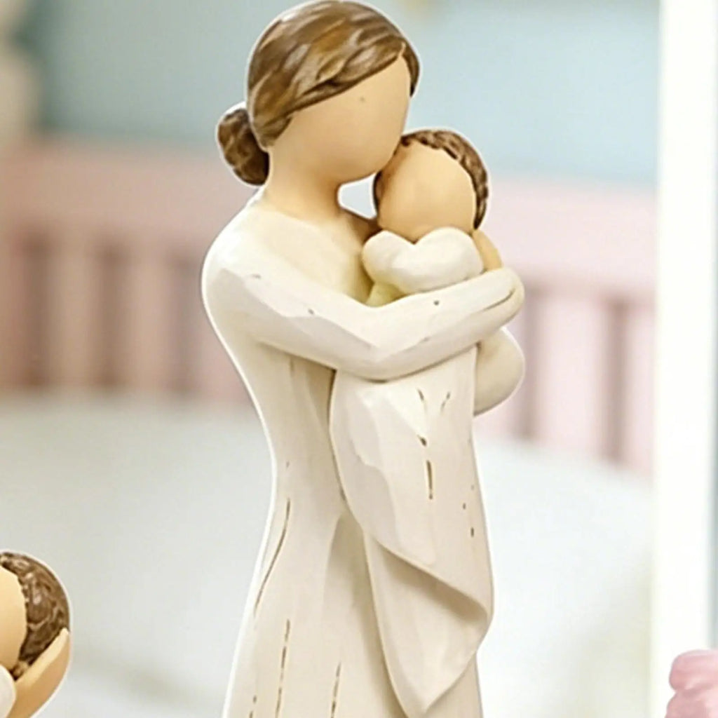 Mom Daughter Figurine Resin Home Accent Statues Mother Child Hugging Qme