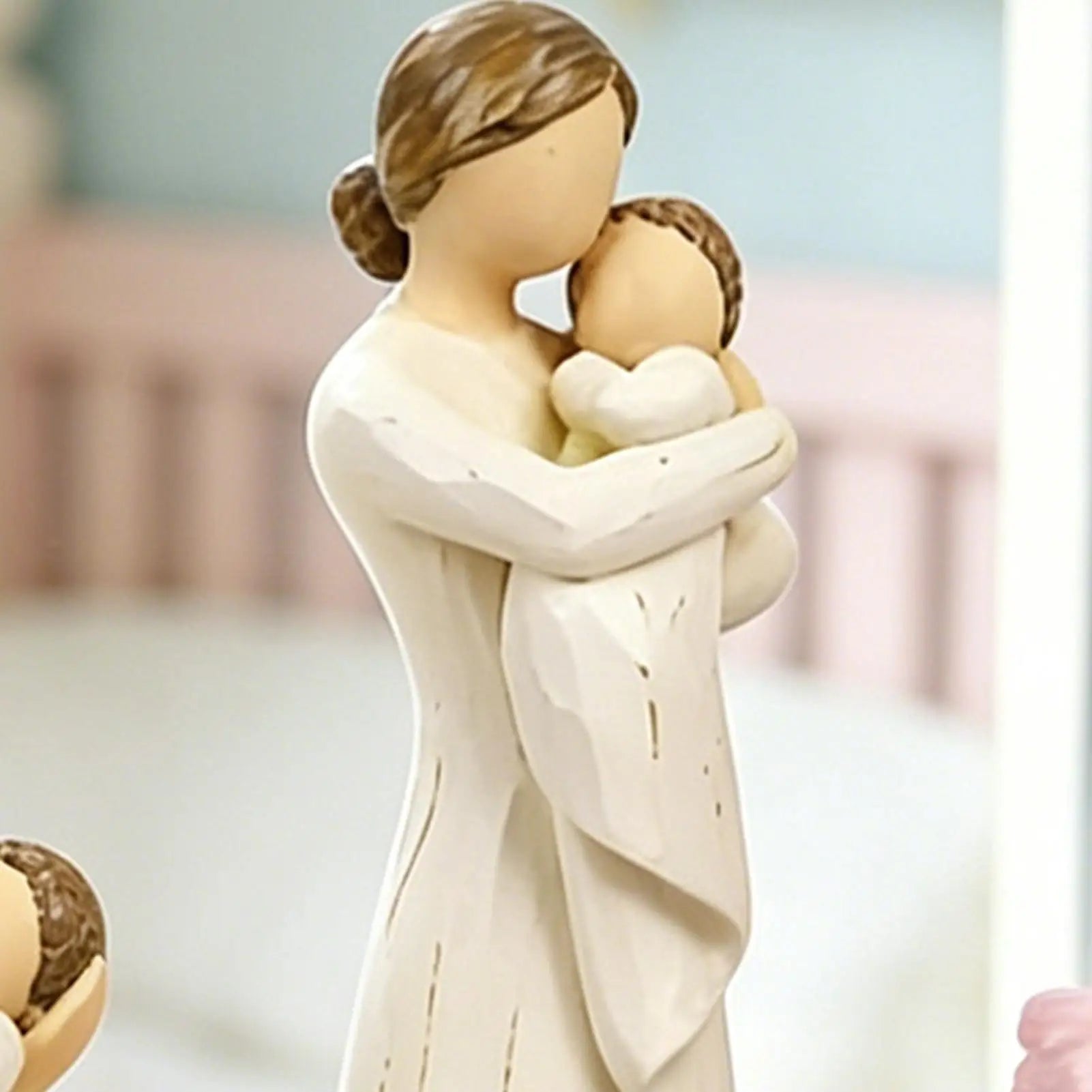 Mom Daughter Figurine Resin Home Accent Statues Mother Child Hugging Qme