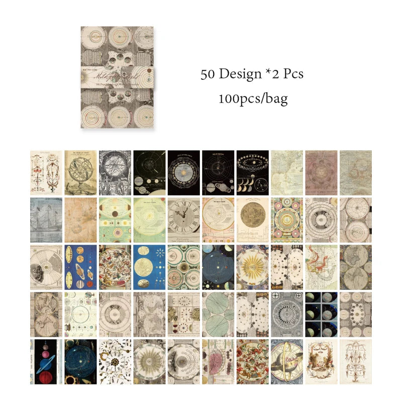 8 Style100Pcs/book Memo Material Paper Vintage Artistic Character Message Card Beautiful Flowers European Style DIY Hand Account Qme 4