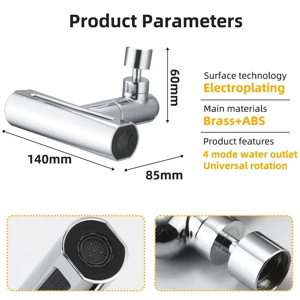 New 4 Modes Waterfall Faucet Aerator Extender Sprayer for Kitchen Sink Tap Waterfall Diffuser Water Saving Nozzle Bubbler Fit Qme