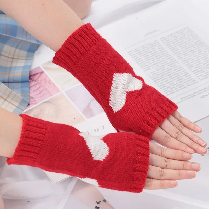 Knitted Half Finger Gloves Women's Warm Soft Winter Mittens for Girl Guantes Y2K Sleeve Girls Lolita Goth Fingerless Gloves Qme A-9 Length -20cm