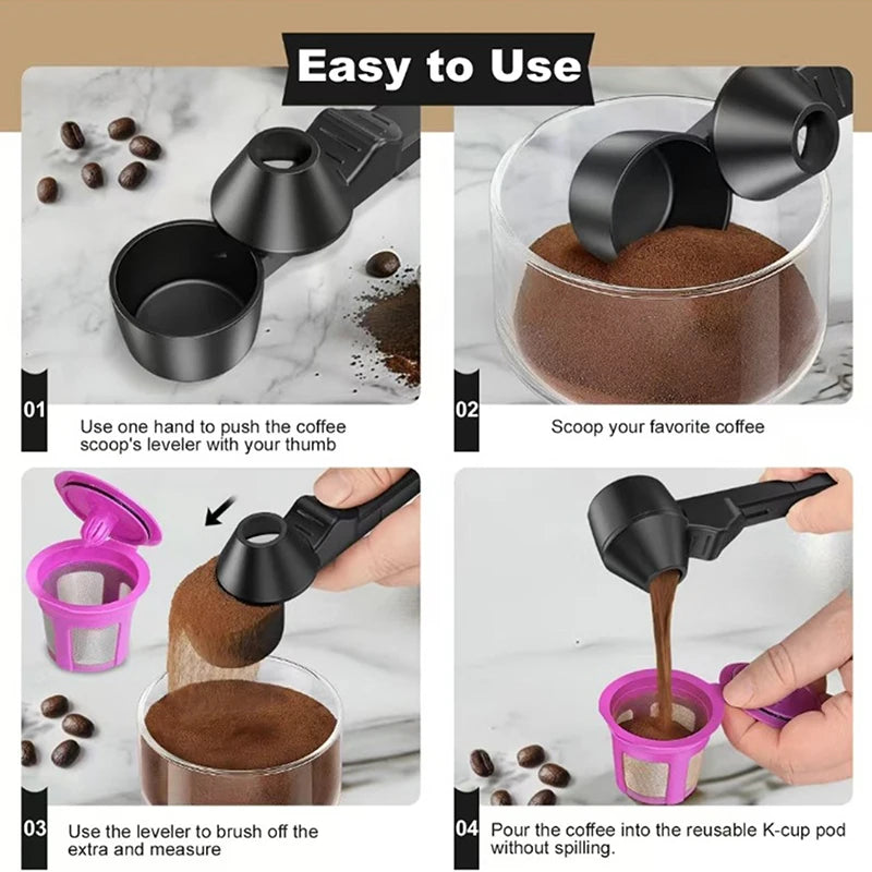 1 Pcs Coffee Scoop With Funnel For Reusable K-cup Coffee Pot 2 Tablespoon Capacity Coffee Measuring Spoon Kitchen Accessories Qme