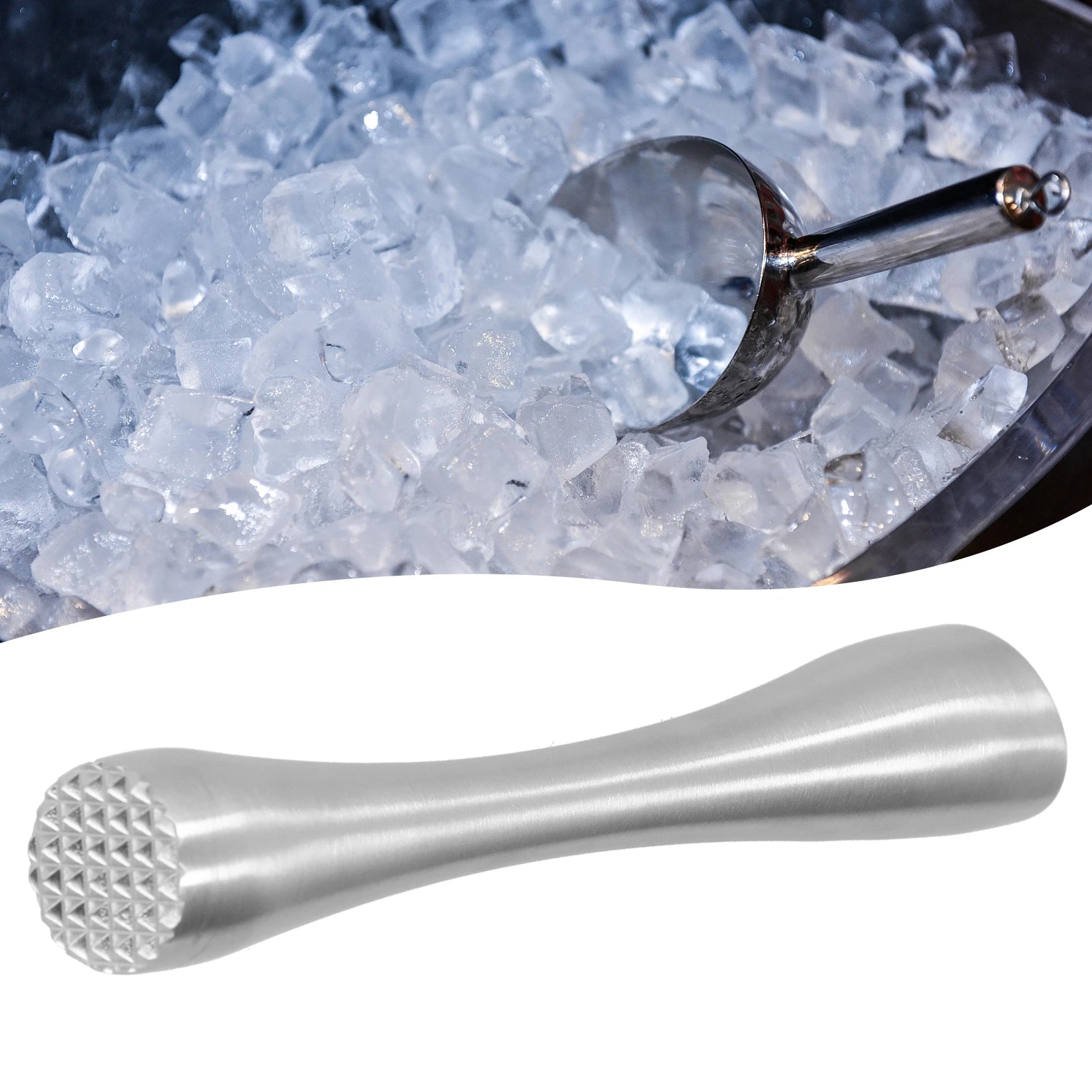 Stainless Steel Cocktail Muddler Bar Fruit Masher Ice Crusher Mojito Mixer DIY Drink Mixing Tool for Home Bar Kitchen Qme