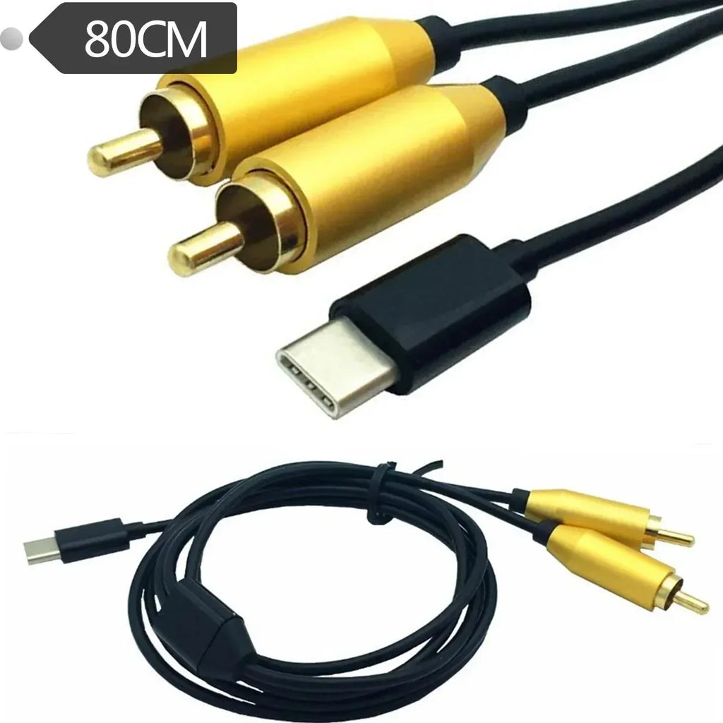 2PCS Type-C USB C to 2 Dual RCA Male Signal For Video AV Audio Adapter Cable Converter Function Mobile Phone Accessories Qme 2PCS