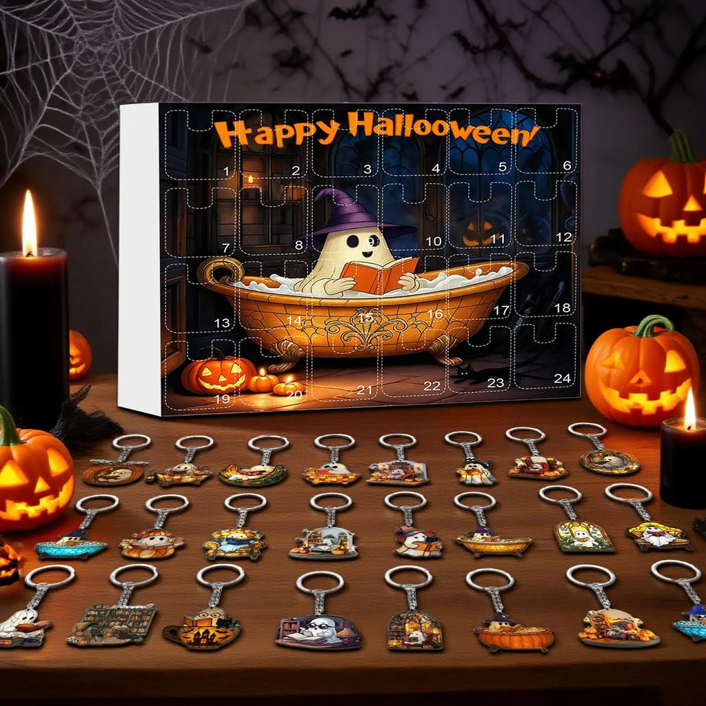 2025 Halloween Count Down Calendar Countdown 24 Keychain Pendants 2D Qme