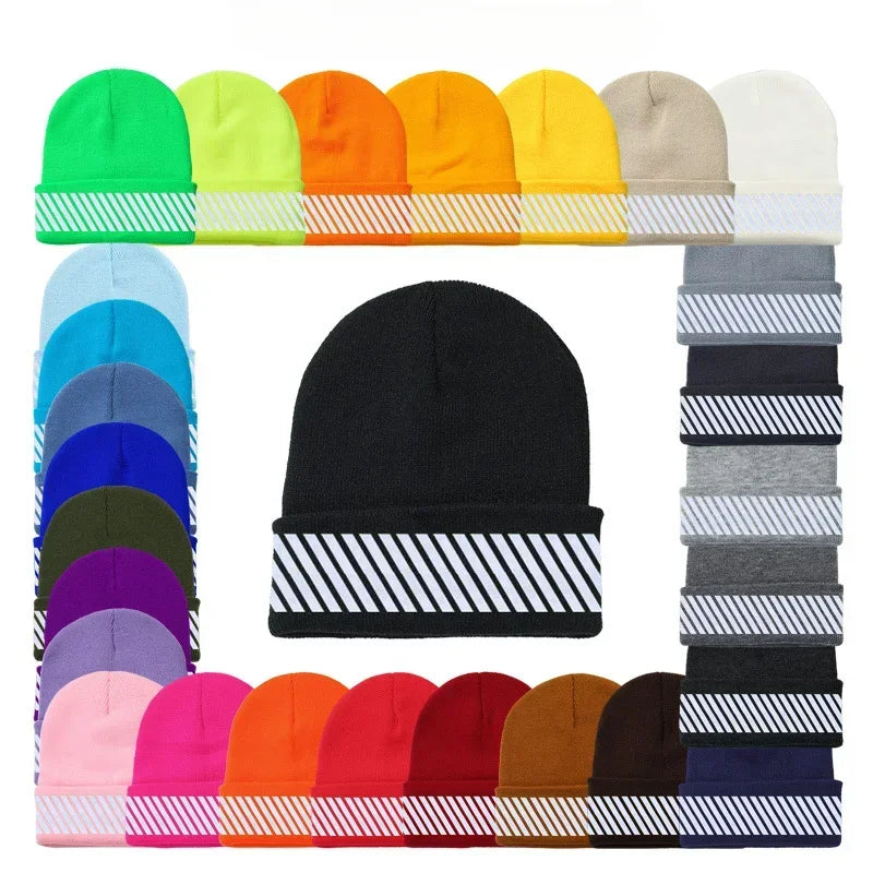 New Knitted Fluorescent Cute Autumn Winter Bonnet for Women Girls Ladies Casual Warmer Caps Qme
