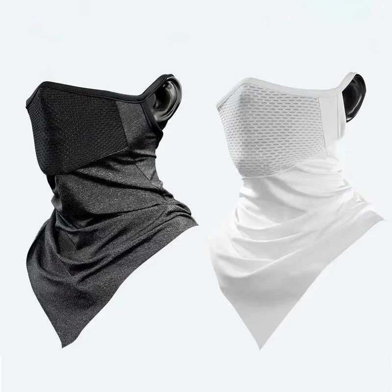 Summer Men Mask Full Face Bicycle Neckerchief Cycling Bandana UV Protection Mask Breathable Ice Silk Outdoor Hanging Ear Scarf Qme