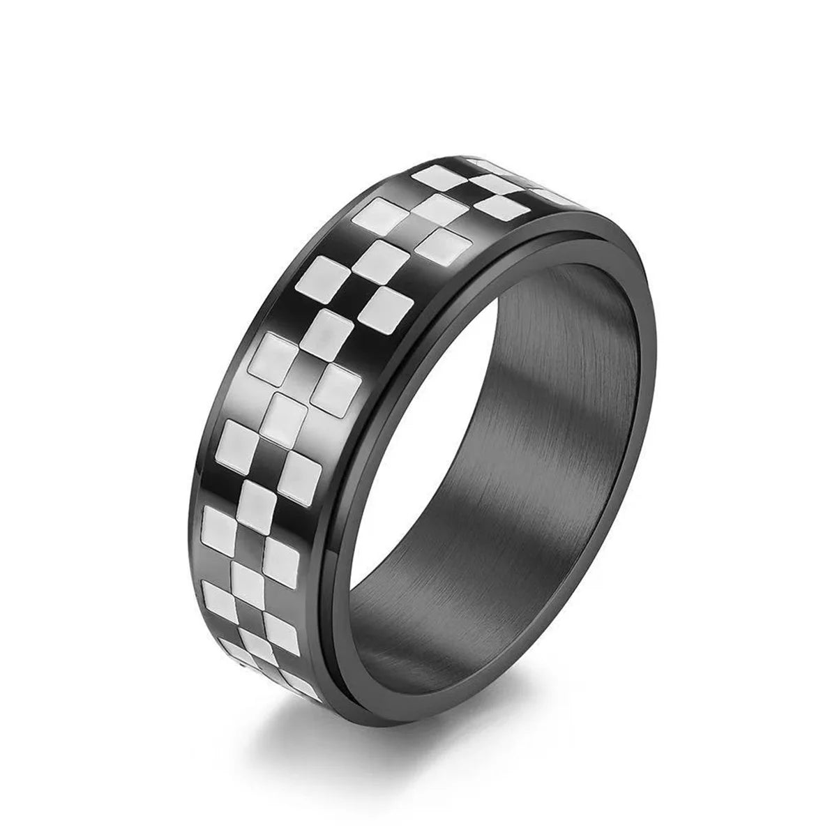 Cross-Border E-Commerce New Product Racing Racing Flag Go Chess Board Black and White Grids Stainless Steel Rotating Ring Qme hei 7