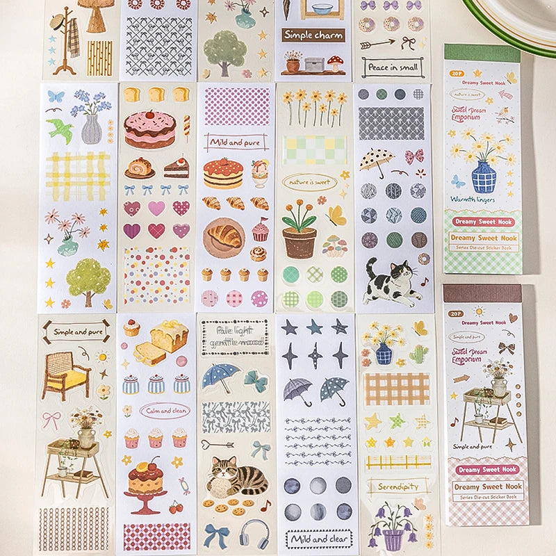 Fresh & Healing Die-Cut Sticker Book, Journaling, Toppa Decoration & Gift Wrapping, Highly Compatible for Multiple Scenes Qme