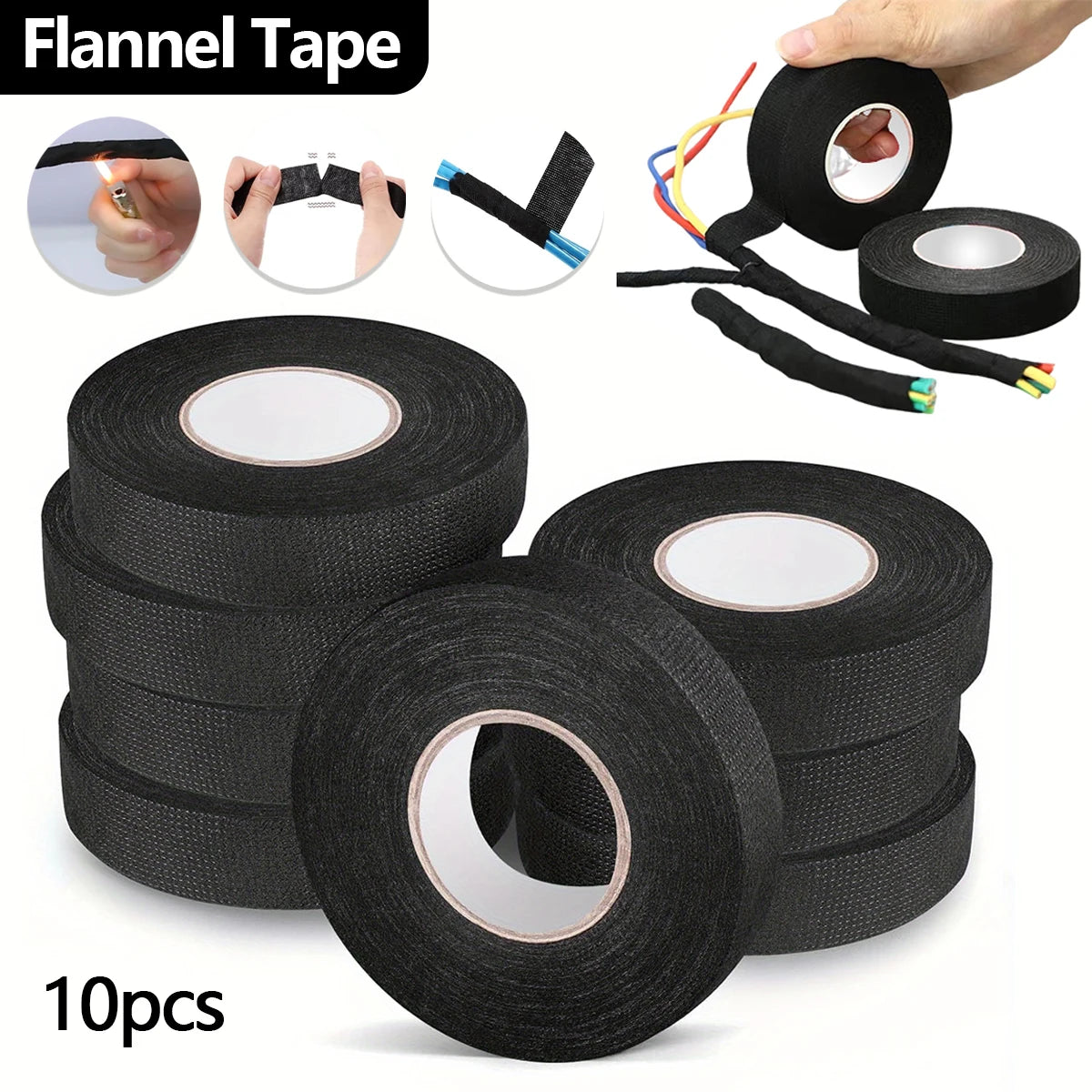 Heat-Resistant Electrical Tape - Durable Adhesive Cloth for Cable Management, Harness Wiring & Loom Organization for Electrician Qme