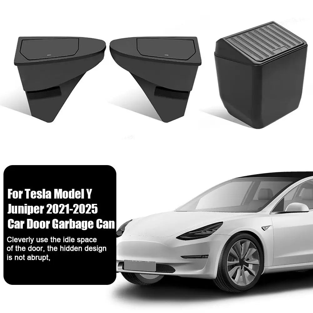 Front Door Storage Trash Can Tesla Model Y Slot Garbage Dust Case Box Qme