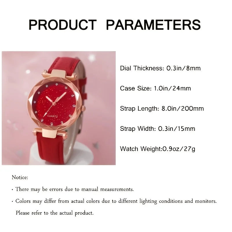 1pc Rhinestone Decor Round Pointer Quartz Watch & 1pc Bracelet Fancy Women Watches Jewelry Sophisticated And Stylish Women Watch Qme