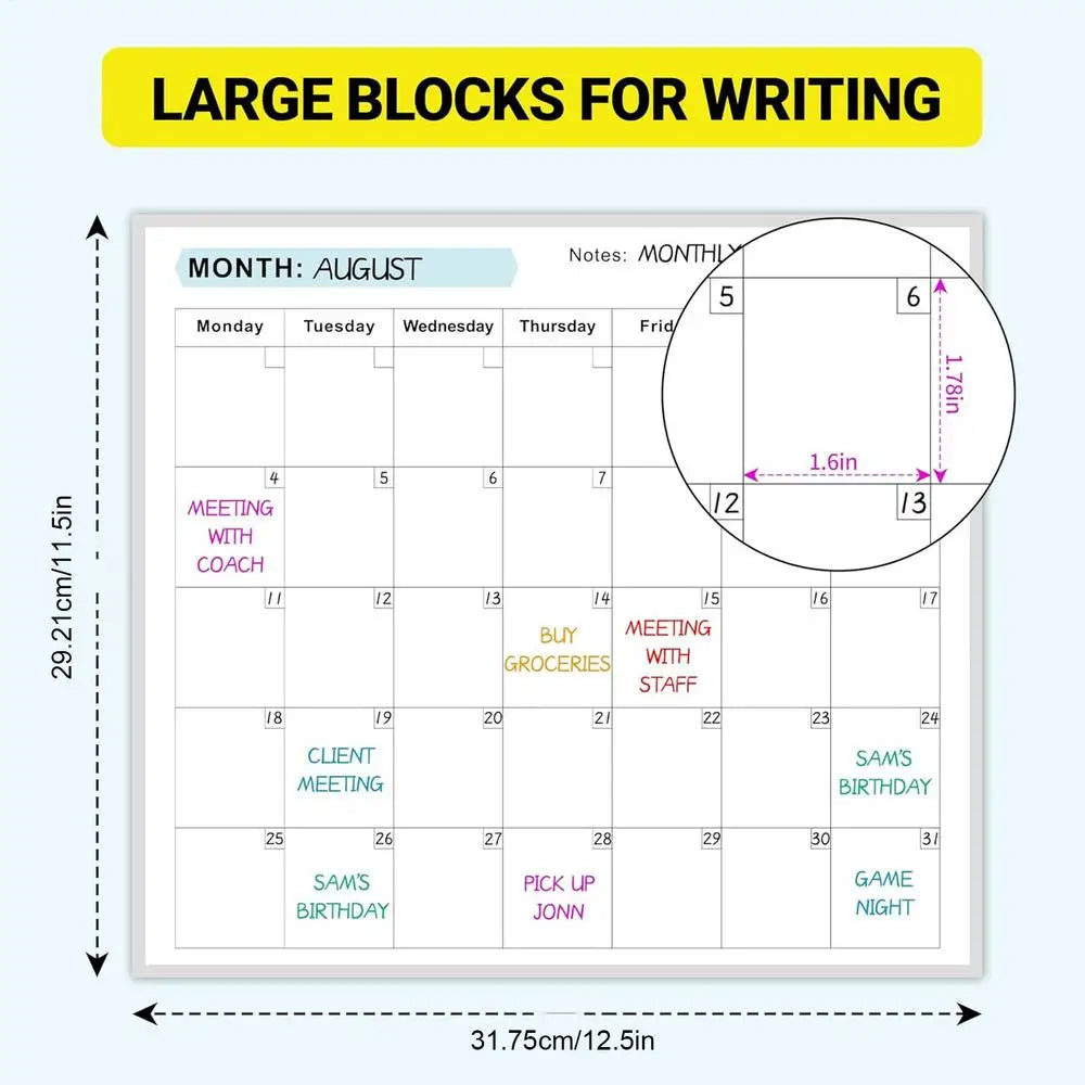 Updated Year Calendar Huge Wet & Dry Erase Schedule Planner Calendar Reusable Blank Whiteboard Yearly Calendar for Home Qme as shown