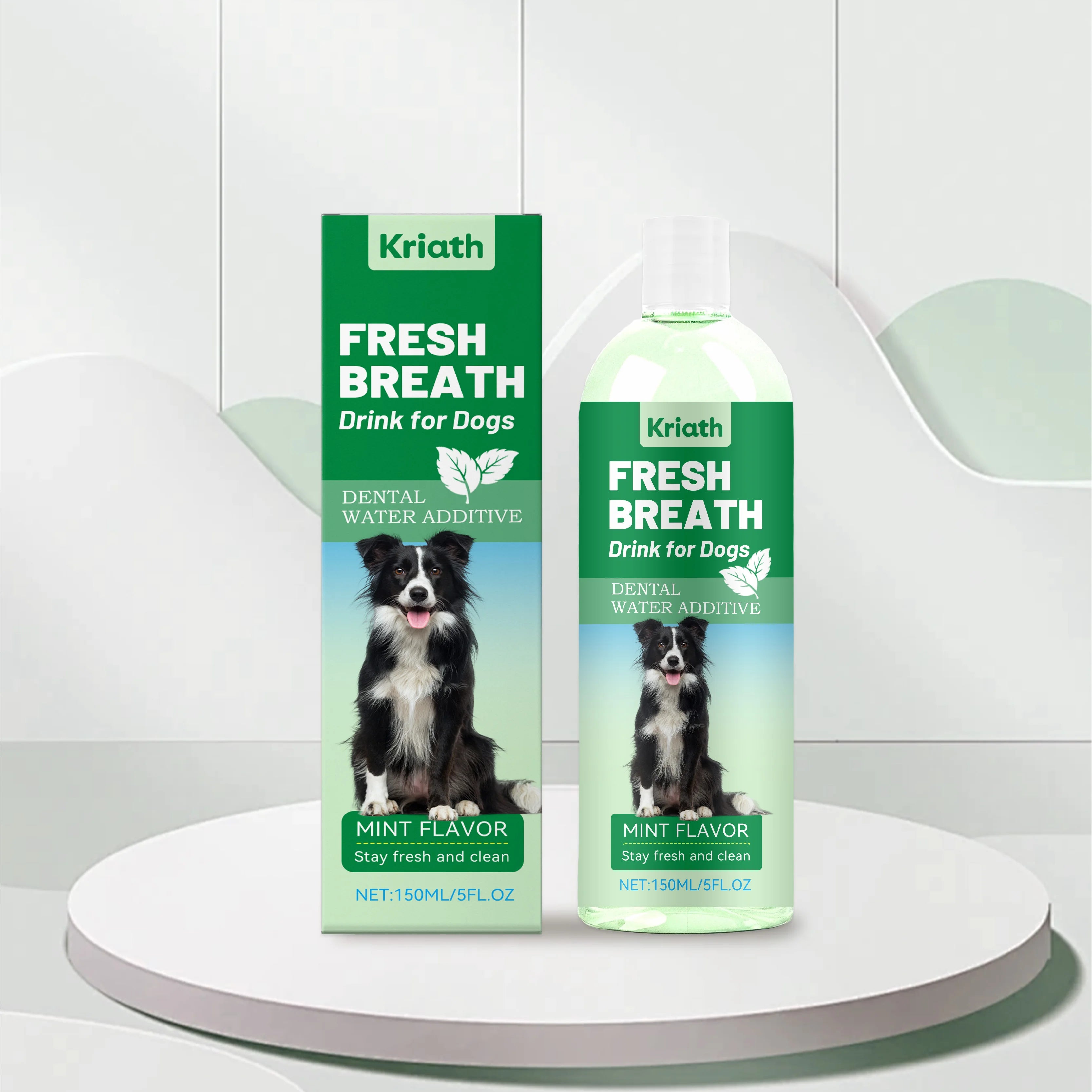 Mint Flavor Pet Mouthwash Removing Plaque Eliminates Bad Breath Freshing Breath Dog Dental Care Wate Pet Oral Hygiene Solution Qme 150ML Boxed