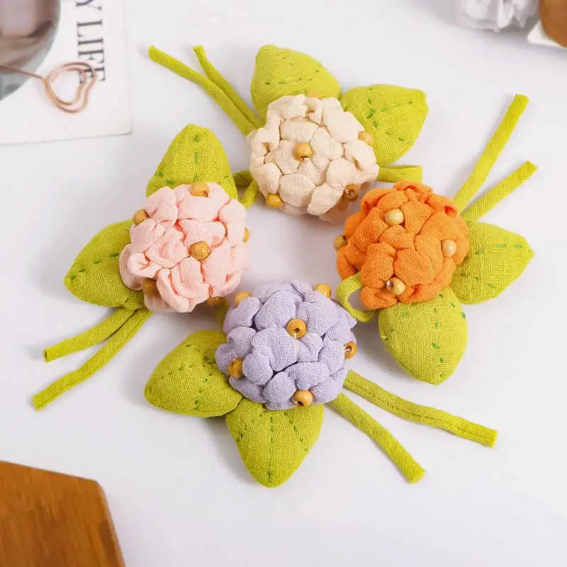 Cotton Linen Hydrangea Brooch Fabric Three-dimensional Flower Cute Qme