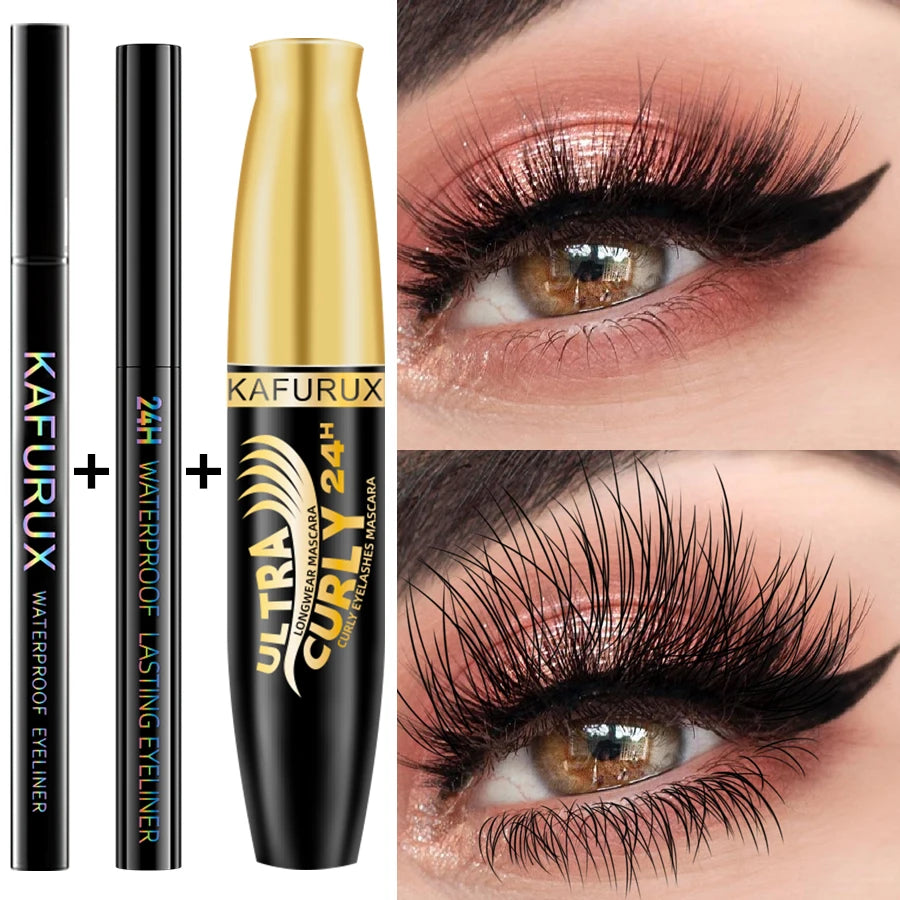 Black Eyeliner Pencil Mascara Liquid Pen Waterproof Smudge-proof Bold Qme 7005 7082 7102