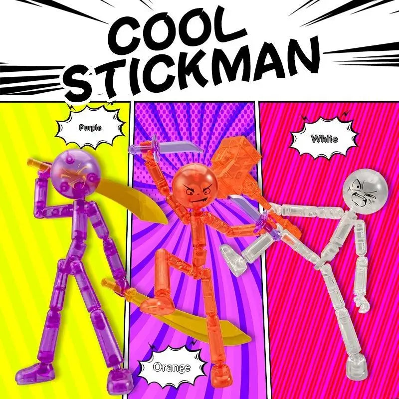 Novelty Action Figure Stickman Assembled Robot Movable Multi-jointed Qme