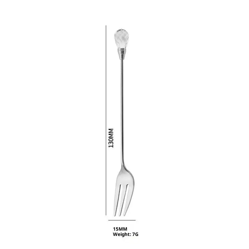 Dessert Ice Cream Coffee Cocktail Crystal Spoon Long Handle Teaspoon Qme A2