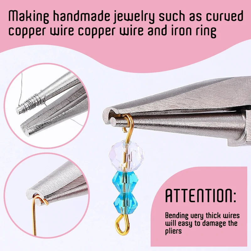 Pink Round Concave Pliers Wire Looping Mini Precision Pliers Wire Bending Tools for DIY Jewelry Making Eye Hobby Projects Qme