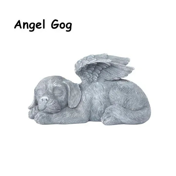 Resin Angel Dog Cat Statue Garden Decoration Puppy Tombstone Sculpture Ornament Garden Home Decor Gift Qme Dog