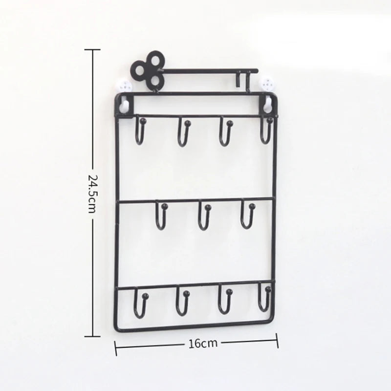 Wall Mounted Key Hook Clip Storage Rack Practical Multifunctional Qme biack