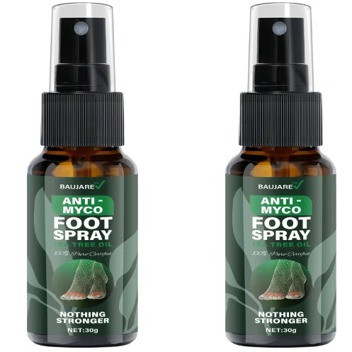 Anti-Myco Foot Spray with Tea Tree Oil - Strongest 100% Flute Certified Formula for Moisturizing, Protecting & Smoothing Skin. Qme green 30g
