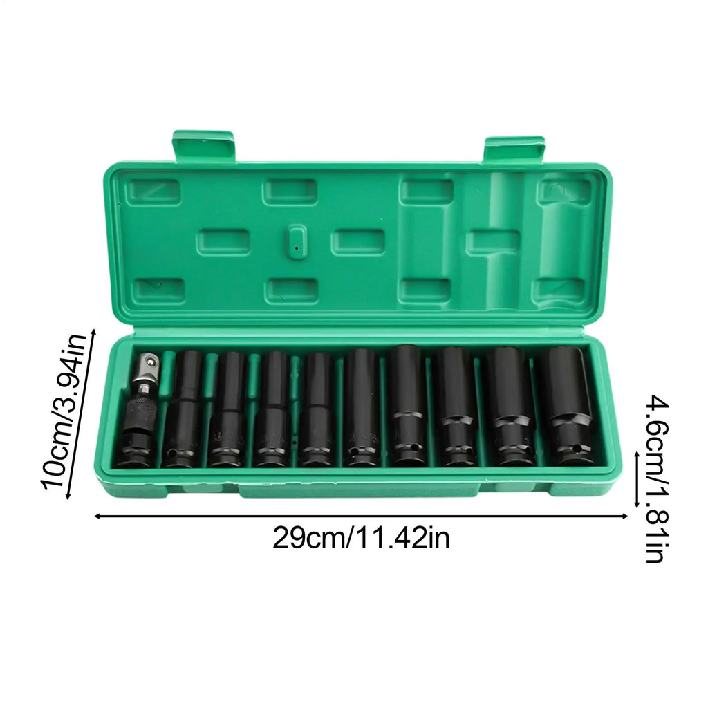 Extended Hex Socket 10mm-24mm Tight Fit With Adapter Air Tool Hex Socket Set For Mechanics Professionals Technicians Crafting Qme