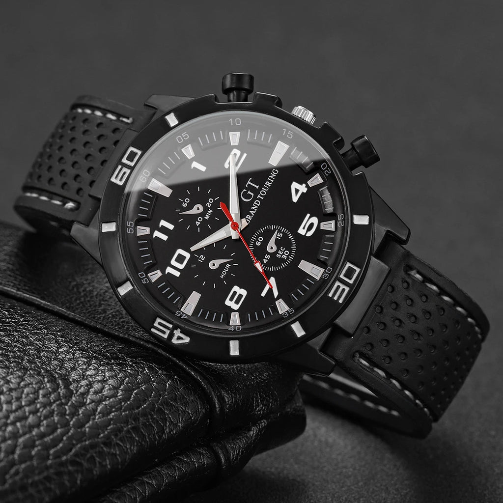 Classic and fashionable silicone car line men's quartz watch, casual and fashionable watch Qme