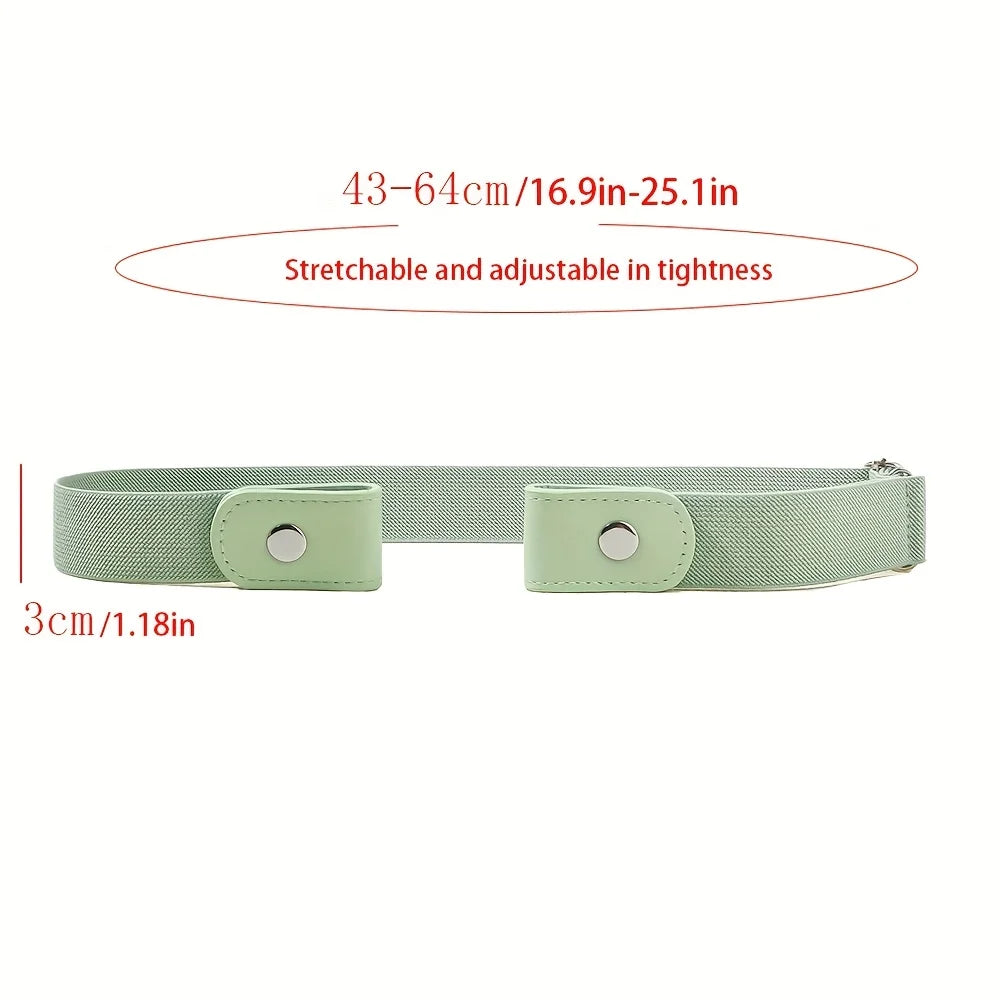4pcs Macaron Color Casual Style Lazy Belt Accessory, Invisible Elastic No-Hole Belt for Jeans Qme