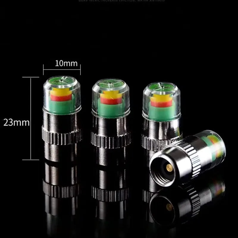 4Pcs 2.4 Bar Car Tire Pressure Guage Cap Sensor Indicator Alert Monitoring Tool Tyre Cap Indicator Alert Air Pressure Gauge Qme