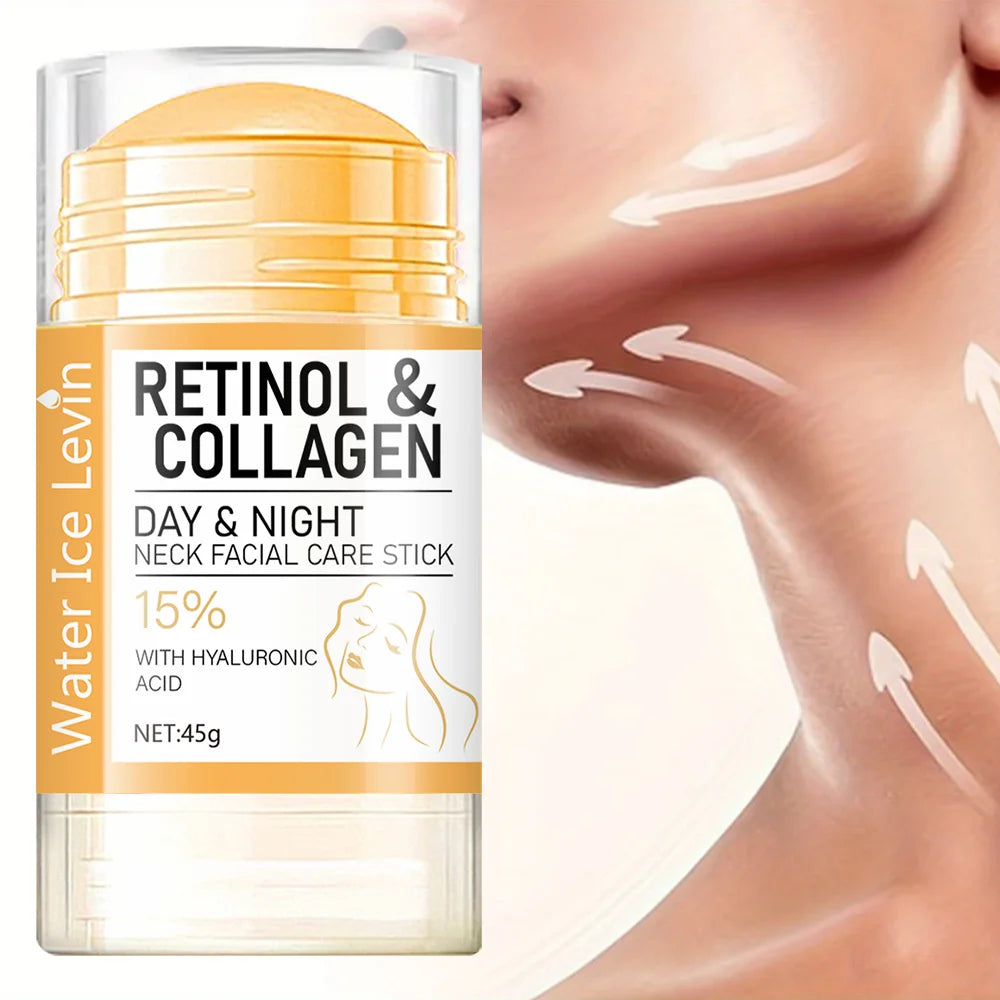 45g Retinol and Collagen Day and Night Neck Cream Facial Stick, Hydrating and Moisturizing, Non-Greasy, Easy to Use, Easy to Absorb, Gentle and Non-Irritating, Deeply Absorbed! Qme