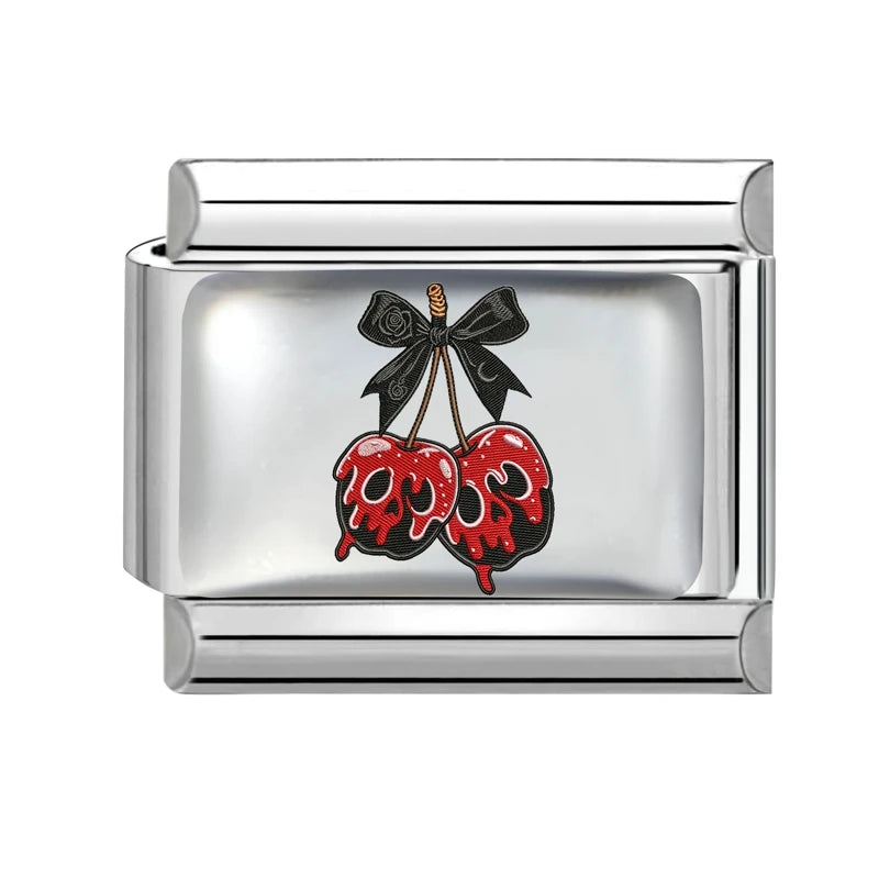 New 2026 Design Halloween Cherry Bow Pumpkins Ghost Italian Charm Links Fit 9MM Stainless Steel Bracelet Jewelry DIY Making Gift Qme S 13