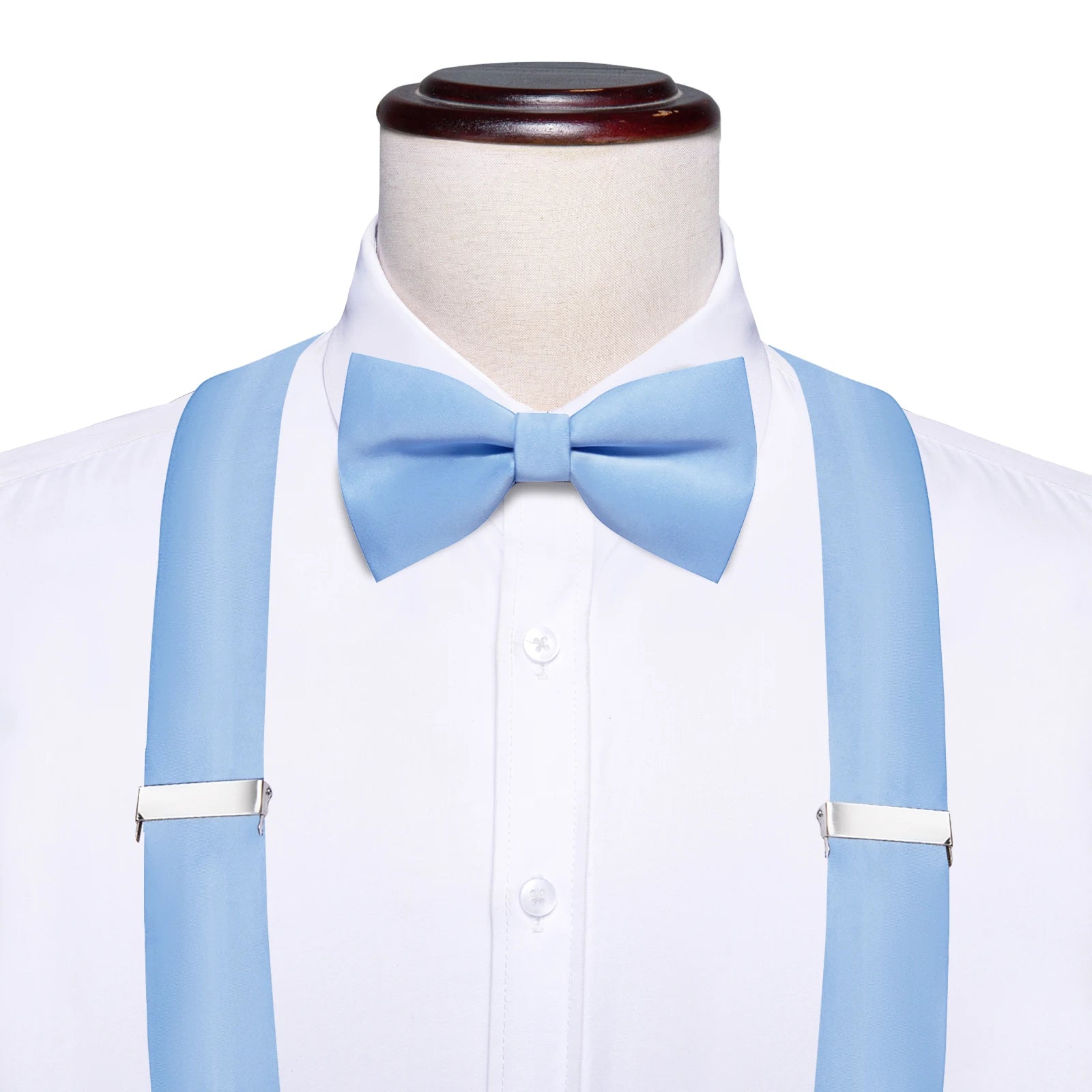 Hi-tie Silk Blue Yellow Purple Coral Mens Suspender Braces Bow Tie Qme