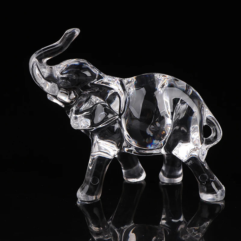 Cute Crystal Elephant Statue Mini Animal Baby Ornaments Handicraft Qme Transparent