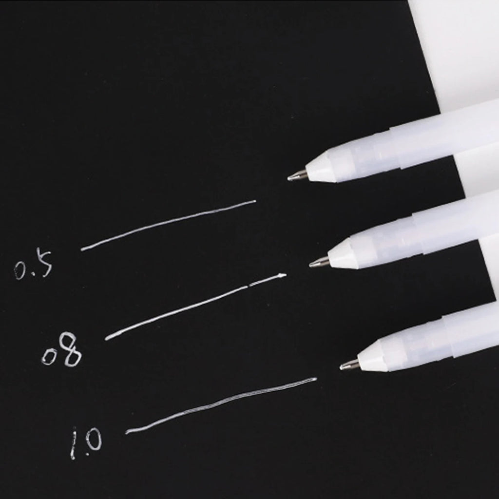 Gelly Roll Gel Pens for Journaling, Art, or Drawing - Classic White Ink - 05/08/10 Assorted Tip Sizes - 3 Pack Qme