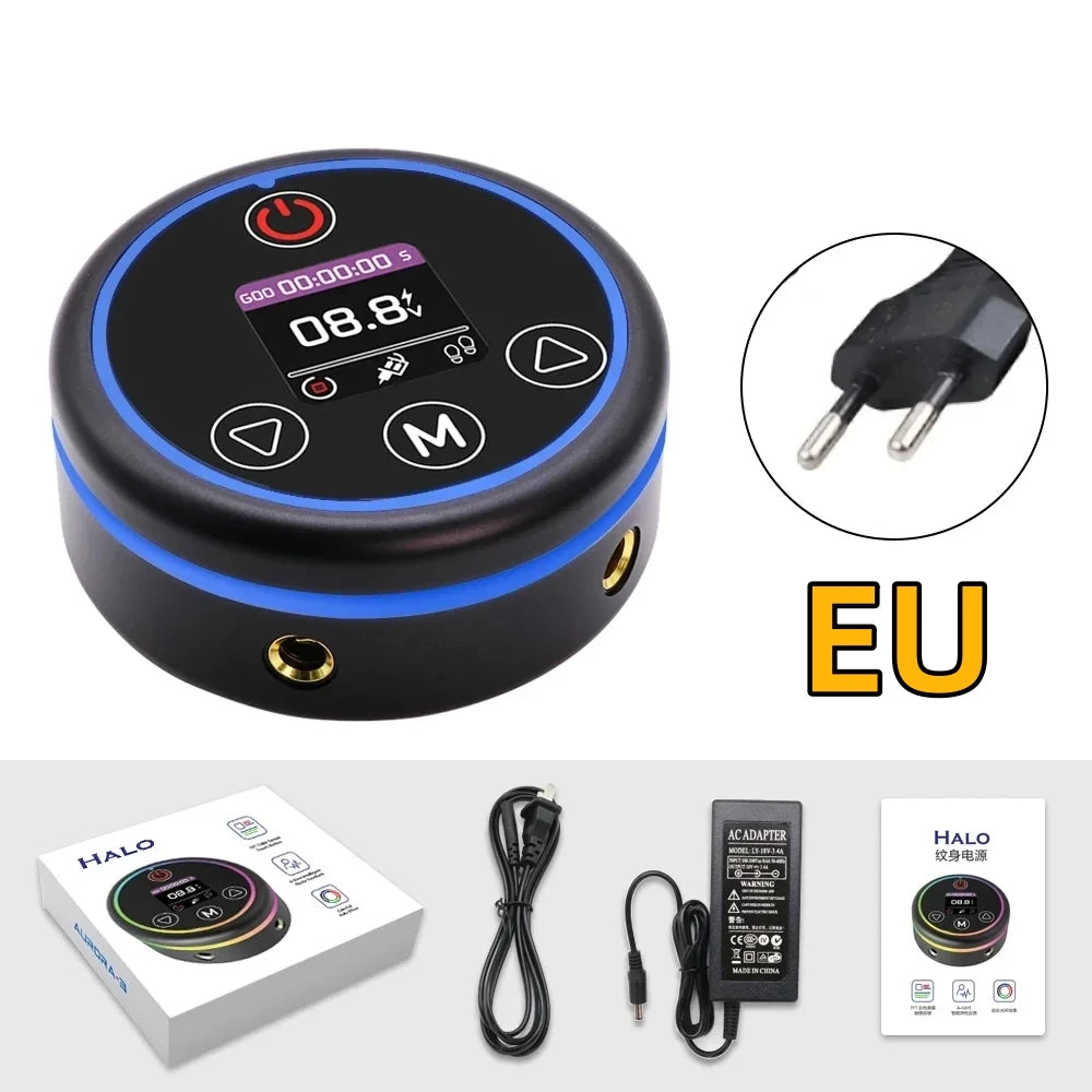 HALO Colorful PMU Permanent Makeup Mini Tattoo Power Supply Multi functional Tattoo Equipment Qme BLACK EU