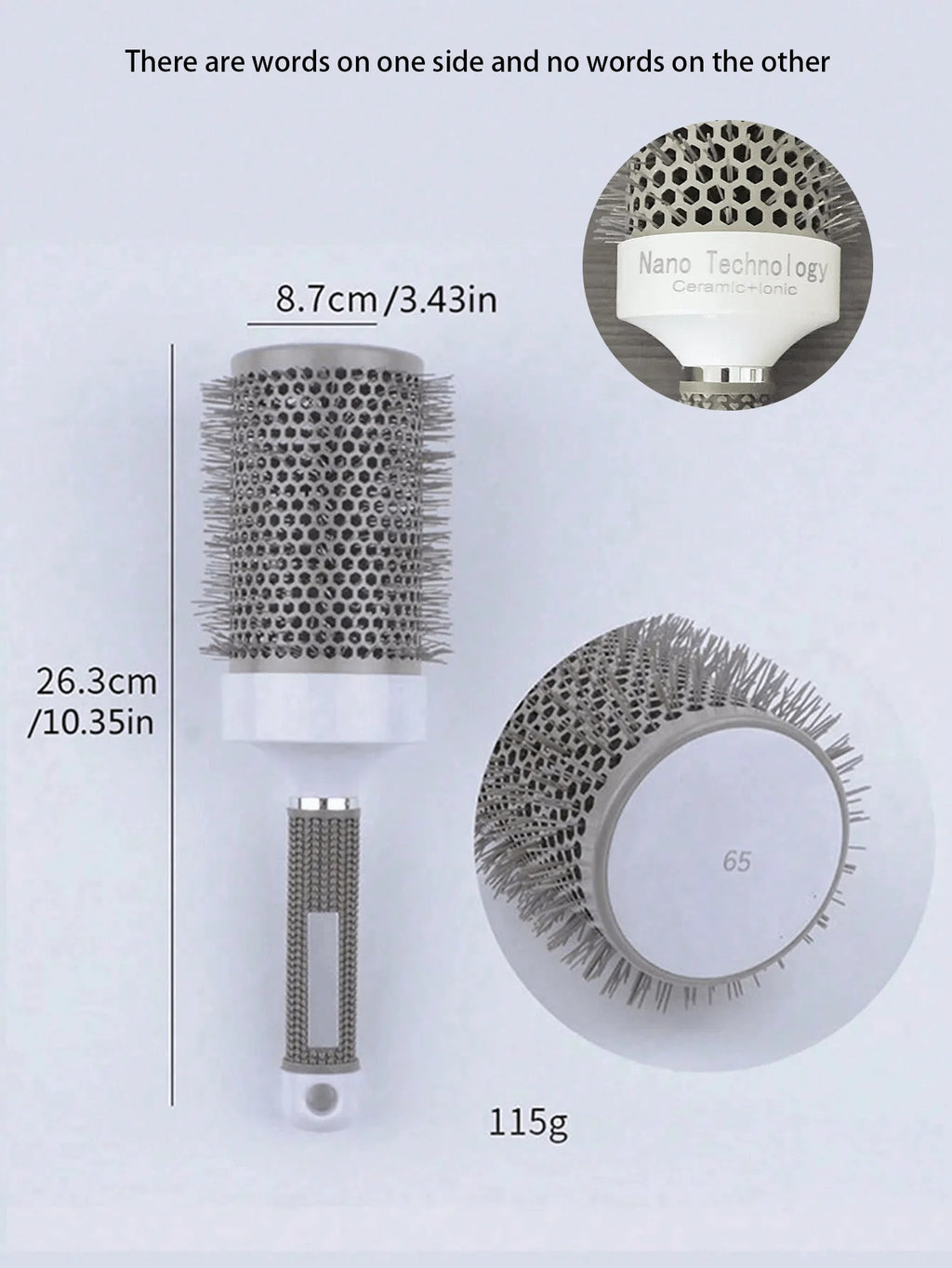 Grey White Barrel Styling Hair Brush Ceramic Aluminum Tube Comb Round Qme 65