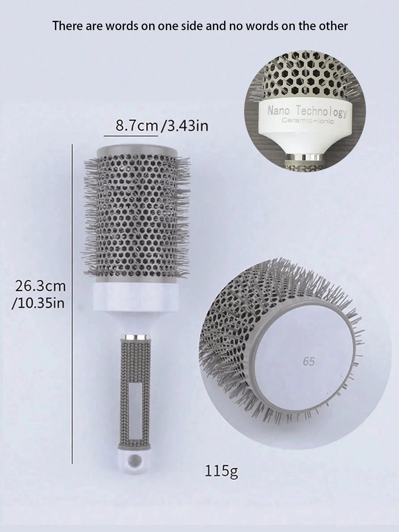 Grey White Barrel Styling Hair Brush Ceramic Aluminum Tube Comb Round Qme 65