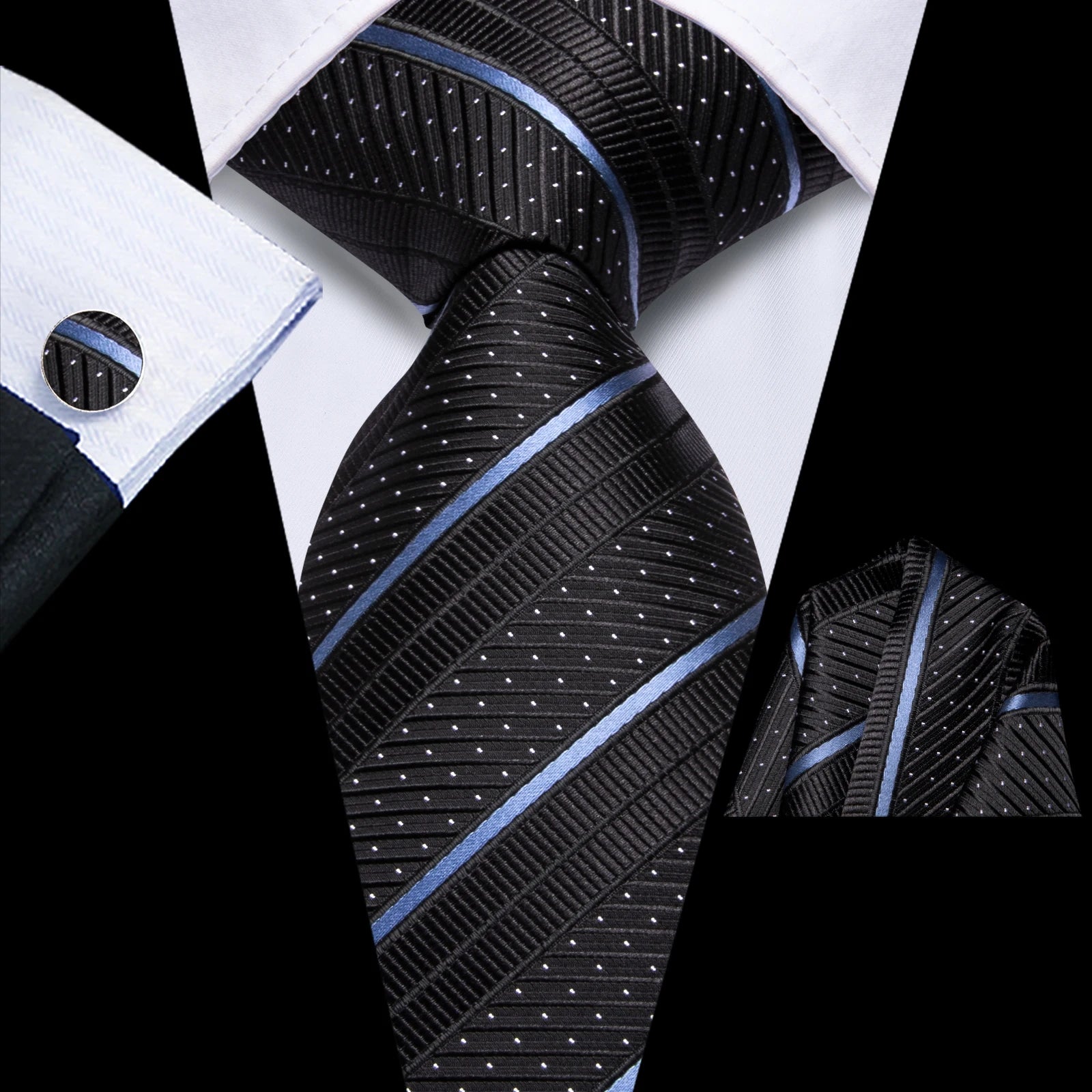 Hi-Tie Rose Pink Stiped Plaids Purple Blue Mens Necktie Handkerchief Cufflinks for Tuxedo Accessory Classic Luxury Tie Man Gift Qme HT-N-0190