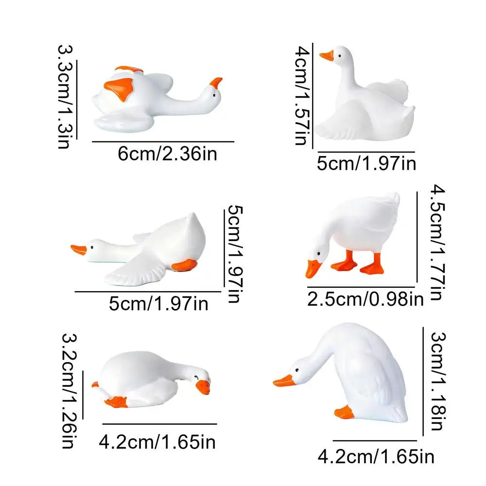Dashboard Figurines 6 Pieces Animal Geese Figurine Ornament Desktop Statue Accessories for SUV RV Interior Office Road Trip Qme 6pcs
